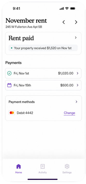 Rent payment schedule preview